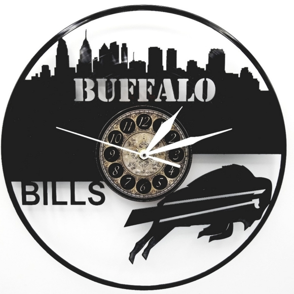 BUFFALO BILLS  vinyl record clock - Picture 1 of 2